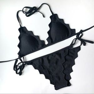 Cupshe Scalloped Textured String Bikini